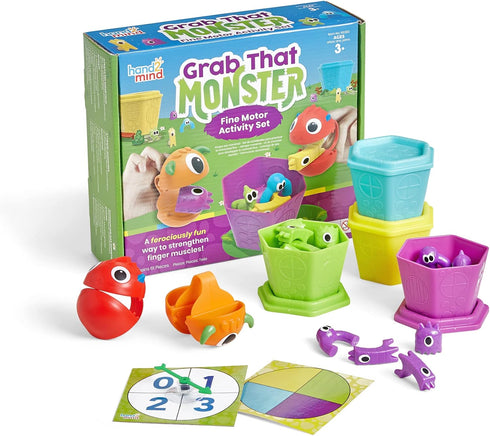 hand2mind Grab That Monster Fine Motor Activity Set, Occupational Therapy Toys, Pincer