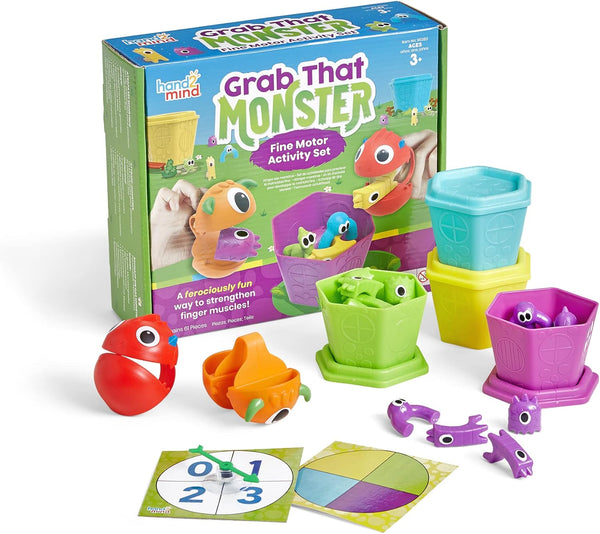 hand2mind Grab That Monster Fine Motor Activity Set, Occupational Therapy Toys, Pincer