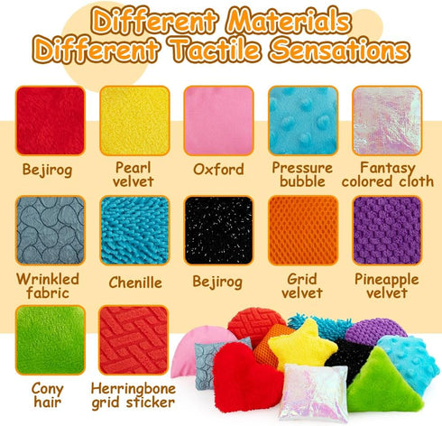teytoy Texture Sensory Bean Bags Toys for Autism, 12 Fidget Sensory Shape Toys for Infant Development