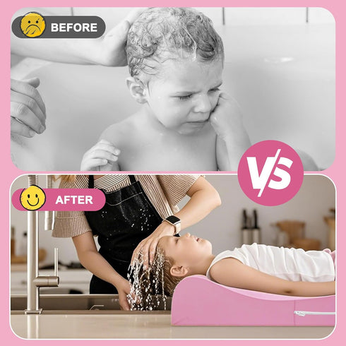 FOUXTEL Extra Large Hair Washing Station for Kids - Ergonomic Shampoo Foam Mat with Neck Support for Sink, Portable