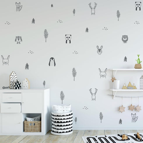 Stylish Animal Wall Stickers - Nursery, Toddler, Kids Jungle Designs, Easy to Apply Baby Wall Stickers