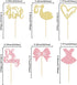 Gyufise 36 Pack Oh Baby Cupcake Toppers, It's a Girl Cupcake Toppers with Bow Dress Glitter Cake Picks for Baby Shower