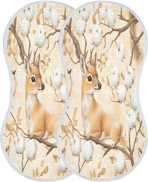 YETTASBIN Watercolor Deer Muslin Baby Burp Cloth, Super Soft Absorbent Cotton Burp Rag Baby Bibs Feeding Cloth