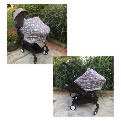 Nursing Cover for Babies, Versatile Baby Car Seat Cover for Newborn, Grey with White Arrow