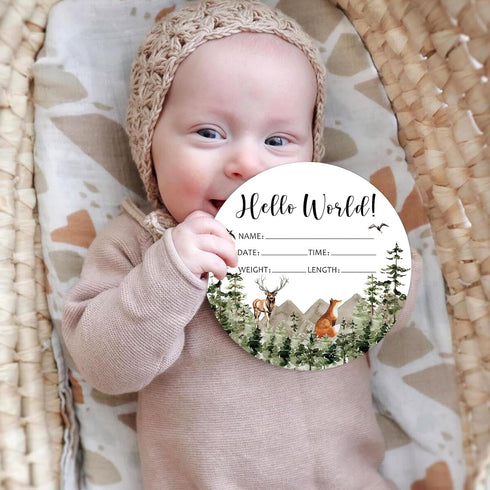 Adventure Awaits Baby Milestone Blanket with Birth Stat Sign, Mountain Baby Growth Chart Monthly Blanket, 50"x40"