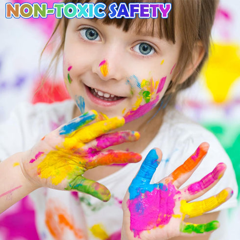 AROIC 16 Colors Kids Washable Finger Paint, Non-Toxic Art Supplies for Toddlers, Finger Painting DIY Crafts