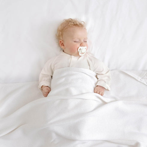Cozy Hadetoto Baby Blanket Soft Cotton Cable Knit Crochet Receiving Crib Nursery Swaddling Blankets for Newborn Boys