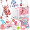 Baby Doll Crib and Stroller Accessories Play Set with 11" Baby Doll,Dining