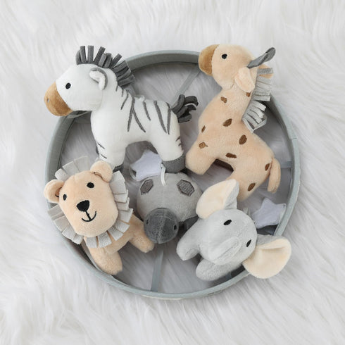 12 The Peanutshell Crib Mobile for Boys or Girls - Grey Musical Baby Crib Mobile with Lullabies, Lion, Elephant, Zebra