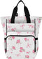 Bolaz Pink Rose Bow White Diaper Bag Backpack Tote Multifunction Baby Nappy Changing