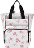 Bolaz Pink Rose Bow White Diaper Bag Backpack Tote Multifunction Baby Nappy Changing