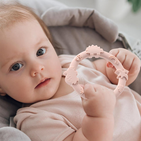 Silicone Teethers for Babies 0-6 Months, Teething Toys for Infants, Baby Chew Rings for Boys and Girls 3 Pack -