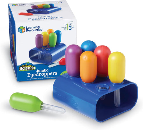 Learning Resources Jumbo Eyedroppers Set of 6 with Stand - Ages 3+ - Preschool Science Tools