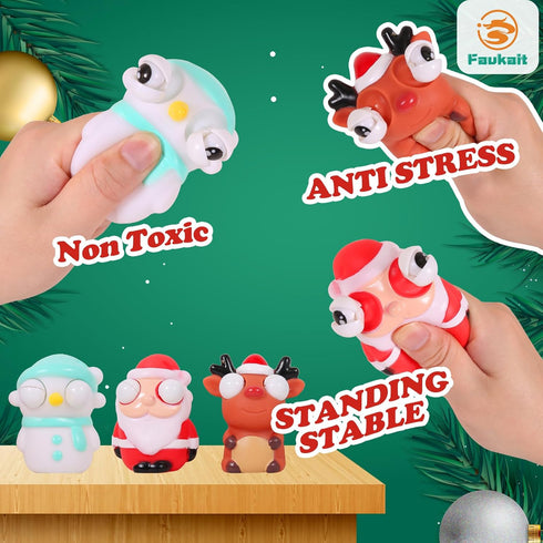 FauKait 3 Pack Christmas Squeeze Spit Bubble Toys for Kids Boys Girls Toddlers Christmas Stocking Stuffers Party Favors