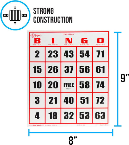 Regal Bingo - Easy Read Jumbo Bingo Cards, 50 Count, Perfect for Large Groups, Non-Repeating Set