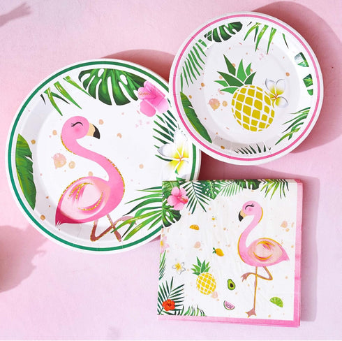 WERNNSAI 50PCS Flamingo Party Napkins - Luau Party Decorations, 3 Ply Hawaiian Tropical Paper Napkins