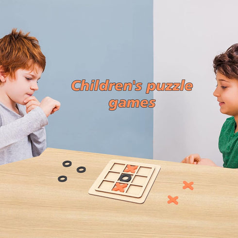Wooden Board Tic Tac Toe Game, Classical Family Puzzle Toy, Random Color