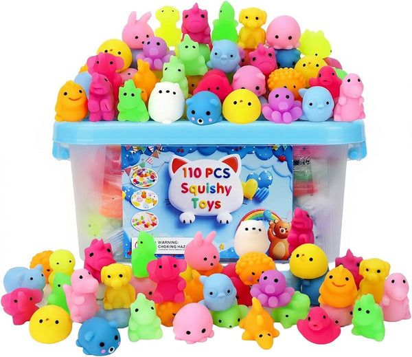 DIMATIMA 110 Pack Bulk Mochi Squishy & Fidget Toys - Soft Stress Relief