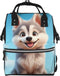Qewfoju Blue Sky Cute Wolf Print Diaper Bag Backpack Large Capacity Diaper Backpack