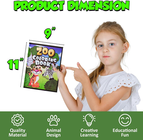 72Pcs 9"x11" (Pack 72) Zoo Animal Coloring Books Bulk for Kids - Animal Party Favors with Jungle Safari Animals
