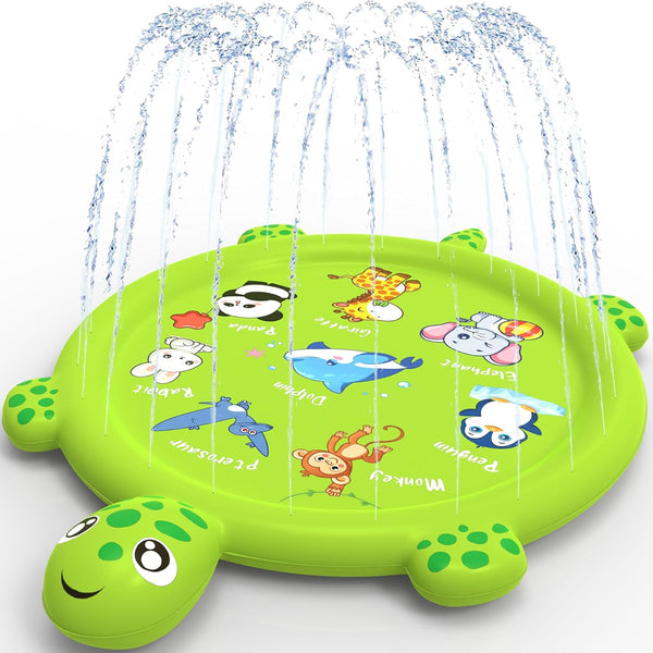 tmstorys Splash Pad for Toddlers 1-3, 67" Turtle Sprinkler & Splash Play Mat,