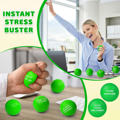 100PCS SHQDD Stress Balls, Stress Balls for Adults, Soft Sponge Squeeze Toys with Inspirational Quotes, Office