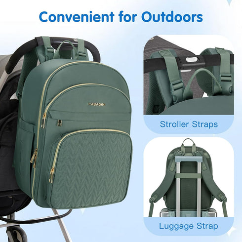 Backpack, Backpack KABAQOO Baby Diaper Bag Waterproof Diaper for Mom & Dad with Changing Pad, Insulated Pockets