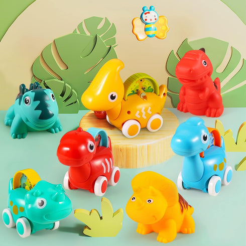 ALASOU 7 PCS Dinosaur Fantastic Creatures Toys with Playmat/Storage Bag | Baby Car Toys for 1 Year Old Boy