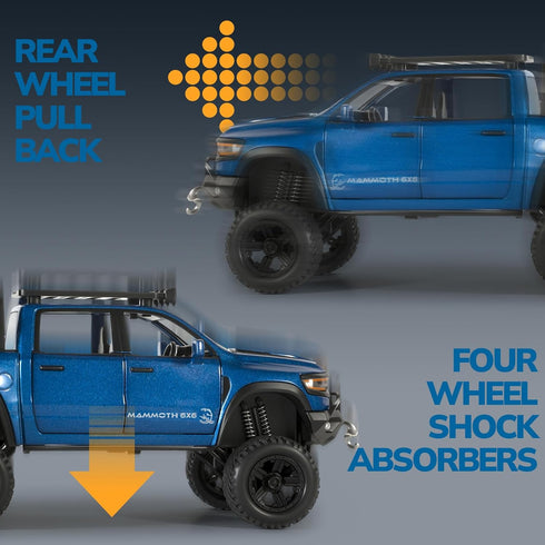 FRJV 1/32 Mammoth 4-7Blue Toy Trucks for Boys Diecast Trucks Model Truck,Collectible Pickup Truck Model Kit,Pull Back