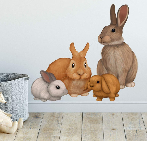 Bunny Rabbit Woodland Forest Animals Kids Wall Decals - Baby Nursery Toddler Room Wall Decor, DIY Decoration