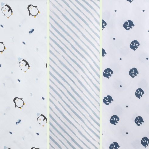 Baby Sparrow 3-Pack 47x47 BabySparrow Muslin Swaddle Blankets Large Cotton Baby Swaddles for Newborns, Soft Breathable
