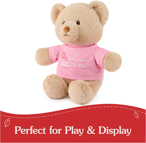 GUND 12” “I'm The Big Sister” Sustainable Message Bear, Tan Teddy Bear Made from 100% Recycled Materials