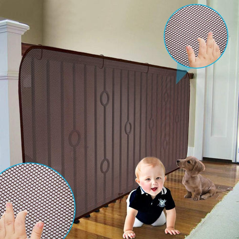 Child Safety Net - 10ft L x 2.5ft H, Sturdy Mesh Fabric Material for Kids/Pet/Toy, Balcony, Patios, Railing (Brown)