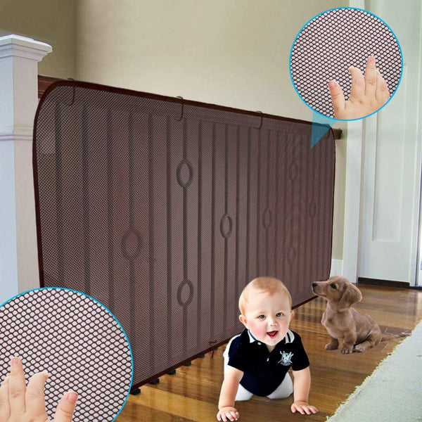Child Safety Net - 10ft L x 2.5ft H, Sturdy Mesh Fabric Material for Kids/Pet/Toy, Balcony, Patios, Railing (Brown)