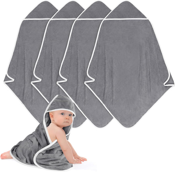 UNIMADE Hooded Towel for Newborn, 4 Pack Soft Coral Fleece Baby Towels,