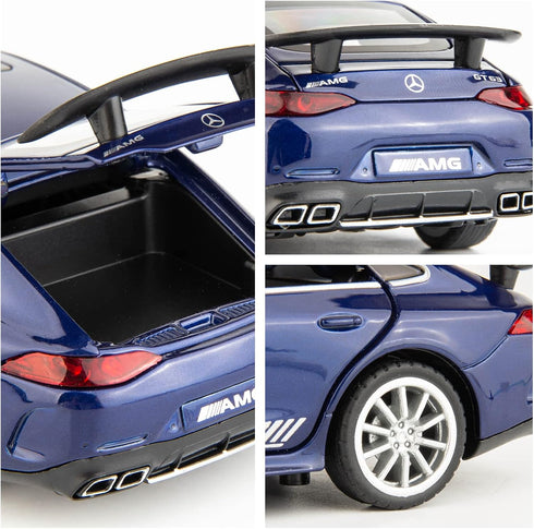 1/32 Diecast Car Benz AMG GT63 Model Pull Back with Sound and Light Toy for Boys Girls Adult Gift (Blue)