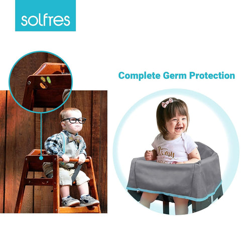 Dual-Belt Baby High Chair Cover, Upgrade Version, for Wooden or Restaurant High Chair, Sturdy and Robust Material