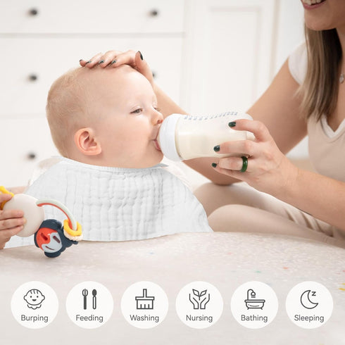 Synrroe Muslin Burp Cloths 4 Pack - Large 20" by 10", 100% Cotton, Extra Absorbent and Soft