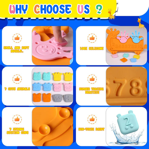 3-5,Number Counting 3-5 DOCEPERT Preschool Learning Toys,Upgraded Silicone Montessori Educational Math Manipulatives