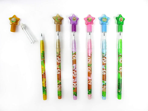 TINYMILLS 24 Pcs Sloth Multi Point Stackable Push Pencil Assortment with Eraser for Birthday Party Favors
