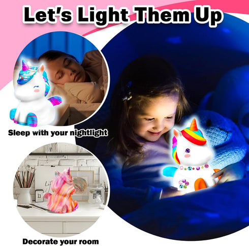 3 4 5 6 7 8 9 10 11 12 13 FUNZBO Paint Your Own Unicorn Lamp Kit - Arts and Crafts Supplies Painting for Kids Teens