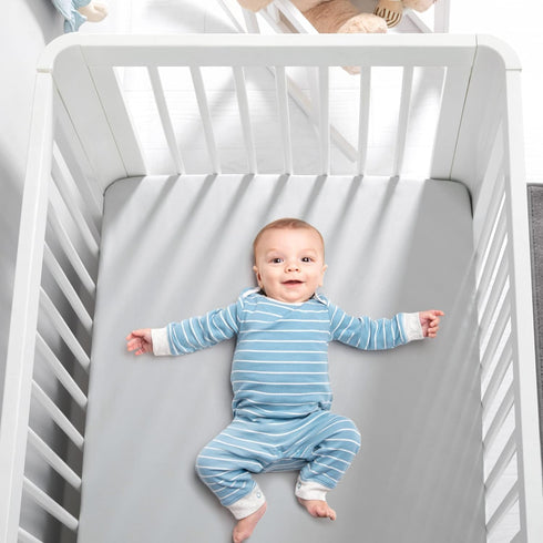 2 Pack 28"x52"x8", TILLYOU Baby Crib Sheets for Boys Girls, Fitted Crib Sheet for Standard Crib and Toddler Mattresses