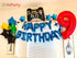 Blue Happy Birthday Balloons Banner, Mylar 3D Foil Letter Banners & 6 Star Balloons, 3-in-1 Party Decorations for Kids