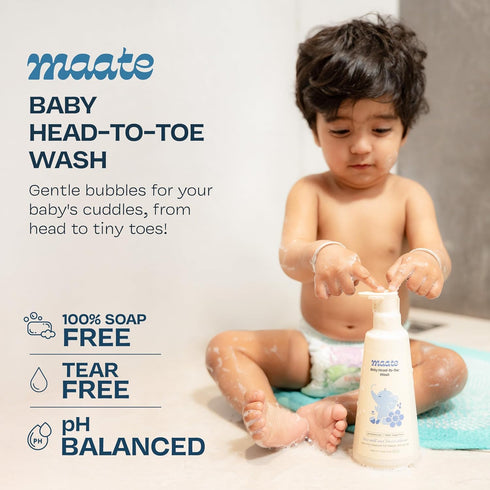 Generic 0m+ 400ml. M.a.a.t.e Baby Head to Toe Wash | Baby Hair & Body Wash for Bath | Aloe Vera, Almond Oil, Rice Milk