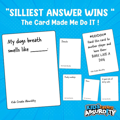 Kids Create Absurdity Fun Card Game for Kids - Fill in The Blank Game for Boys-Girls Ages 6-12, Perfect for Family