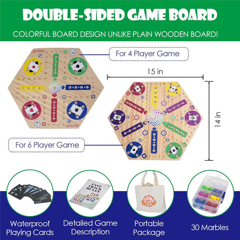 Extguds 6 4 6 30 1 1 Fast Track Marble Board Game, Wahoo Board Game Double Sided Painted, Fast Track Board Games