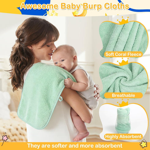 12 Set, Set, 2 2 8 Flasoo Pcs Baby Towel Soft Baby Bath Towels and Washcloths Pcs Hooded Baby Towel, Pcs Baby Burp