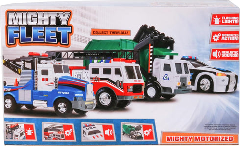 15" Winch 3+ Mighty Fleet Mighty Motorized Tow Truck Toy Vehicle with Lights, Sounds, Working & Traffic Cones Batteries