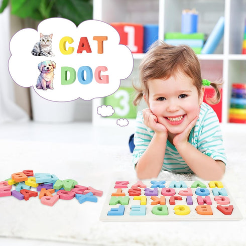 1-5 Kairsya Alphabet Puzzle Wooden Puzzles for Toddlers Alphabet Learning Puzzles Toys with Wood Letters Montessori