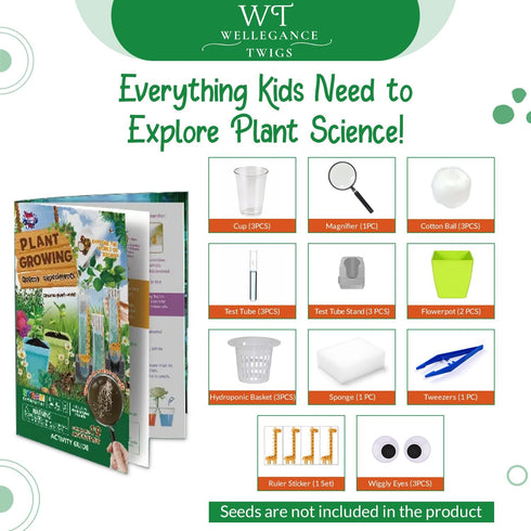 Wellegance Twigs 8-12 19 Set Plant Science Kit for Kids Ages | STEM Educational Gift with Experiments | Grow Real